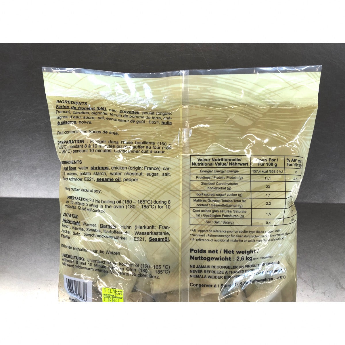100 NEMS AUX CREVETTES SURGELÉS HOA NAM  2.6KG