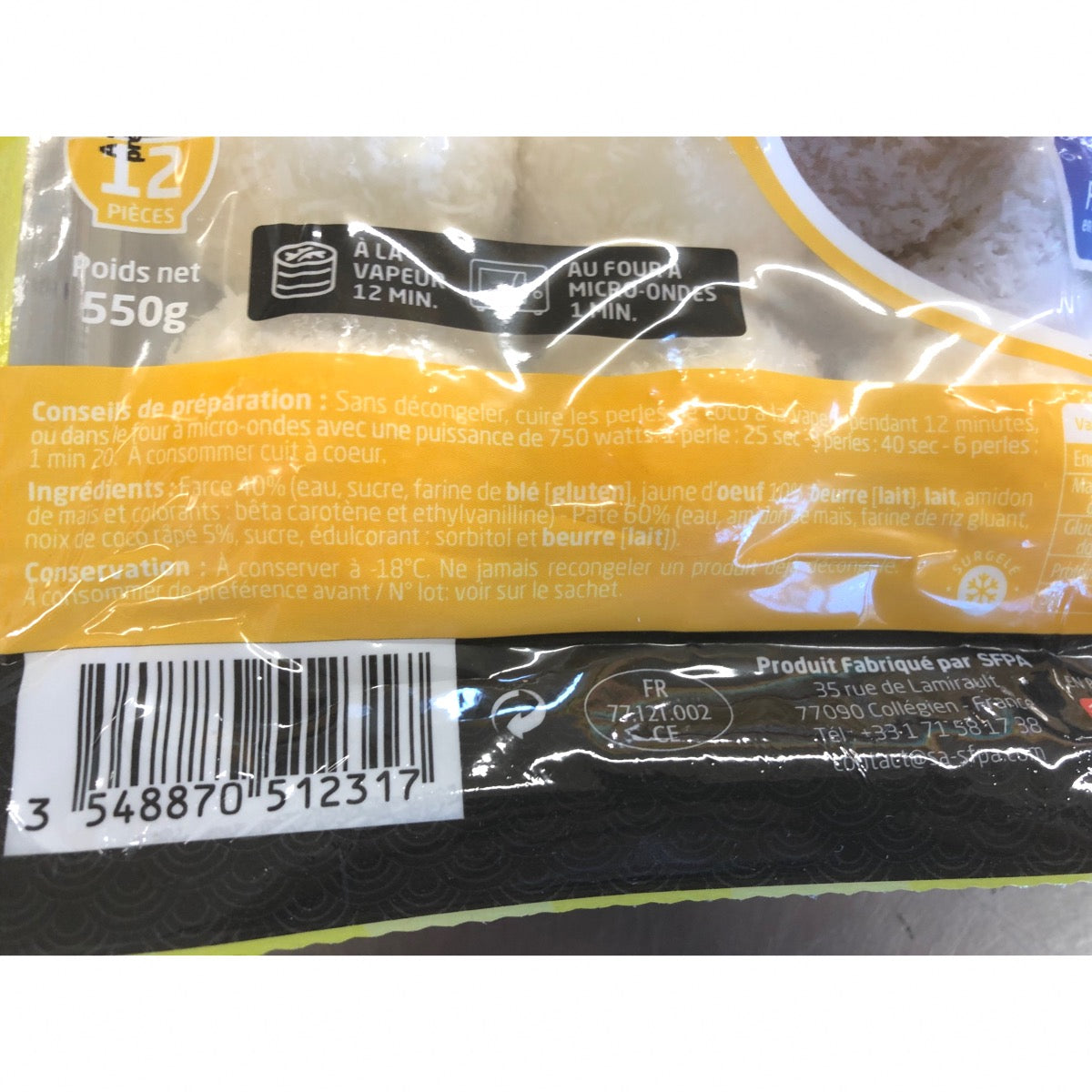 12 PERLES DE COCO AU JAUNE D'OEUF SFPA 550G