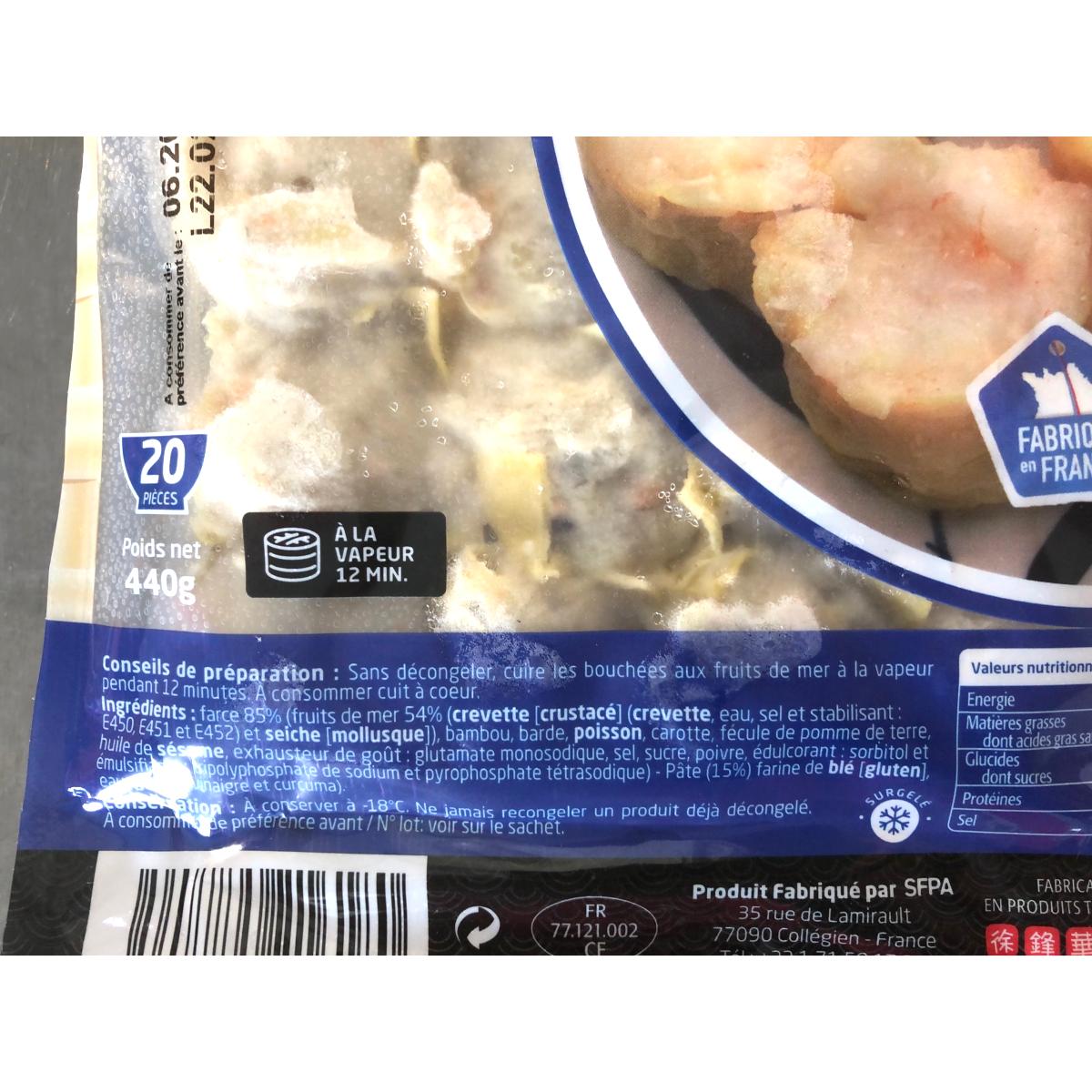 20 BOUCHÉES AUX  FRUITS DE MER SFPA 440G