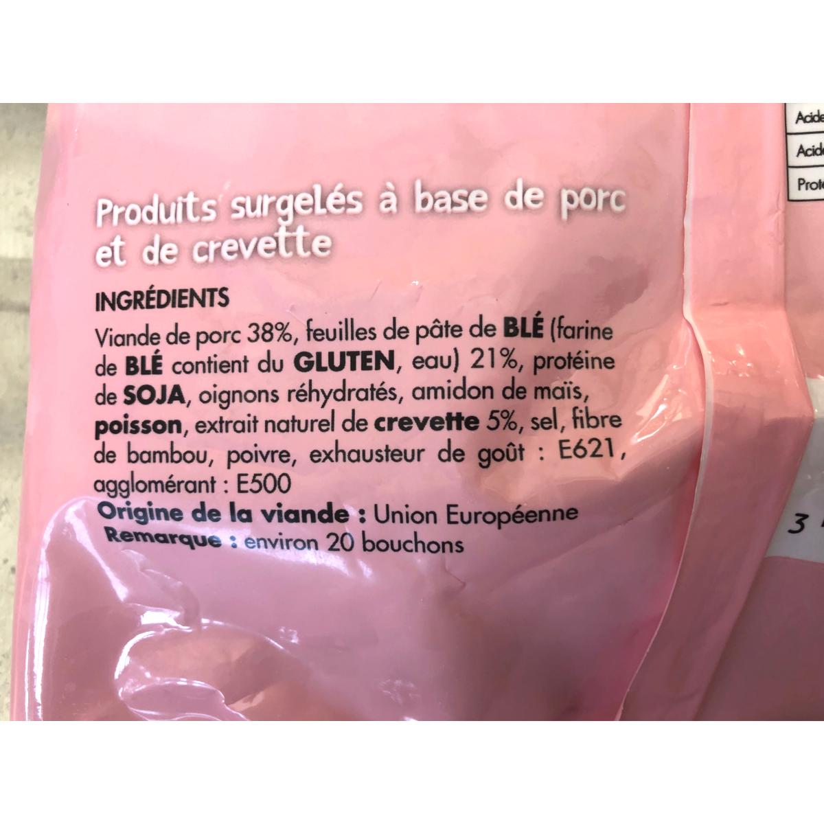 20 BOUCHONS PORC CREVETTES 370G