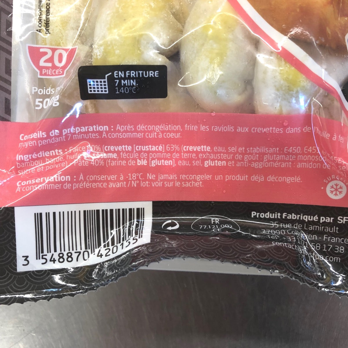 20 RAVIOLIS AUX CREVETTES À FRIRE SFPA 500G