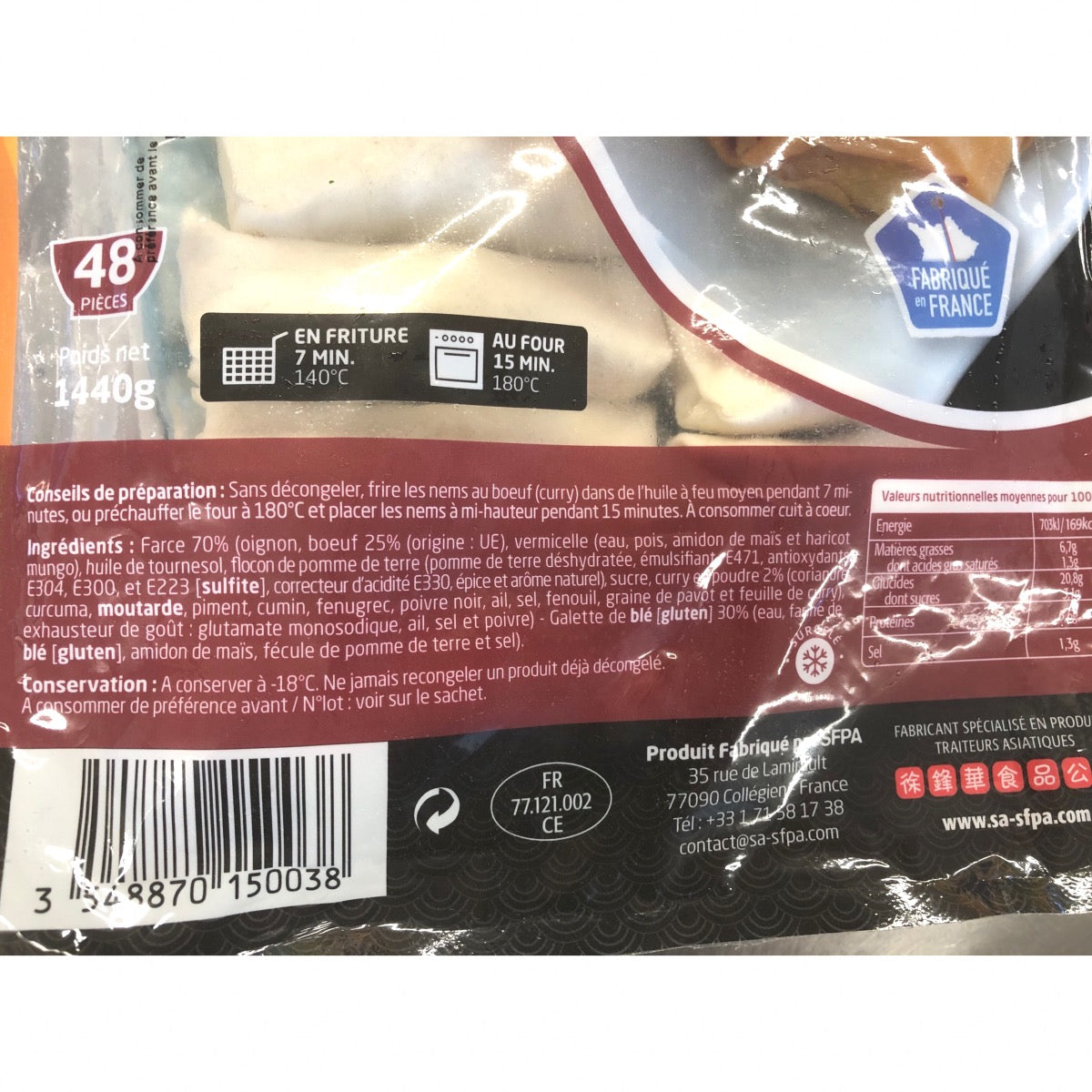 48 NEMS BOEUF CURRY SFPA 1.44KG