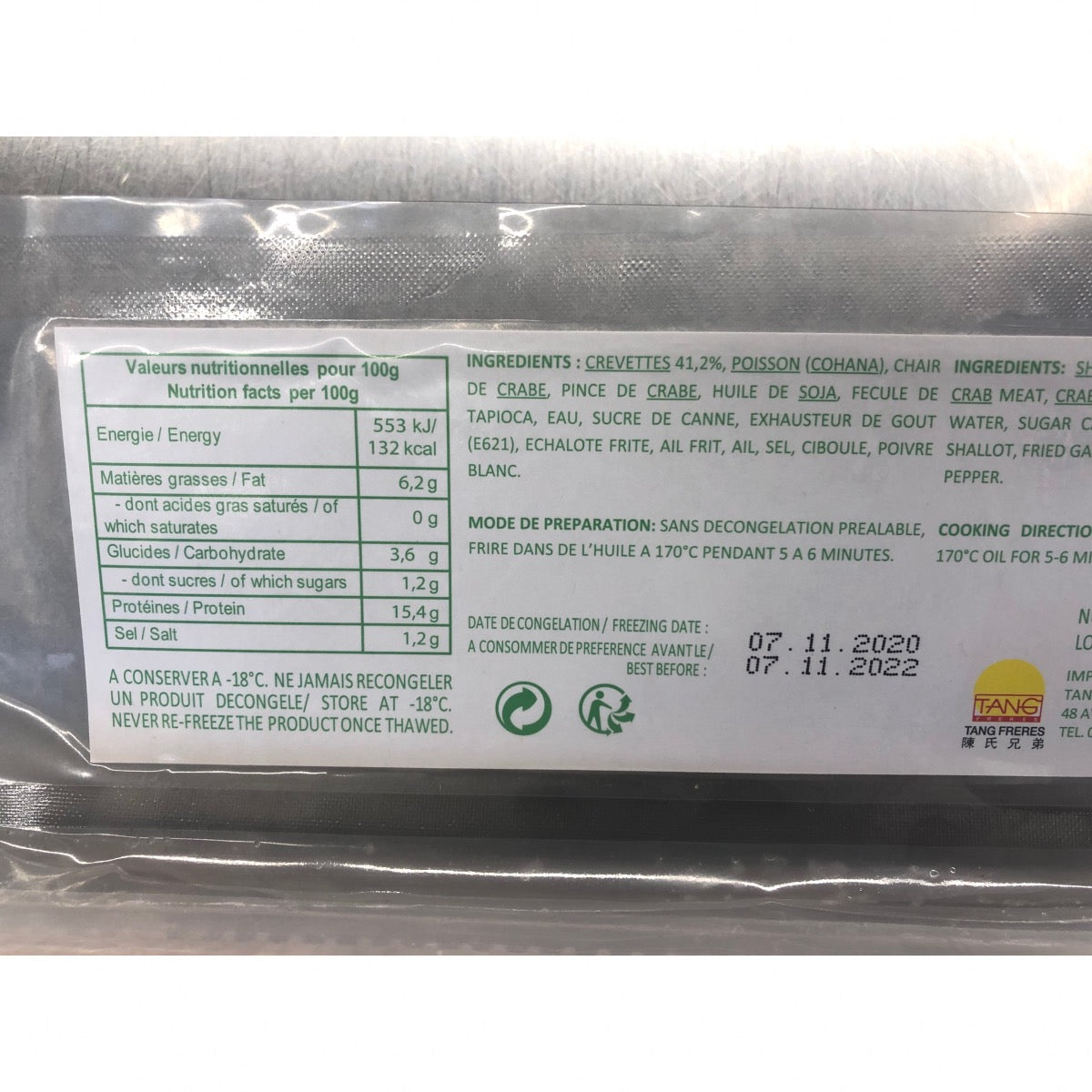 PINCES DE CRABE ENROBÉES DE PÂTE DE CREVETTE 250G